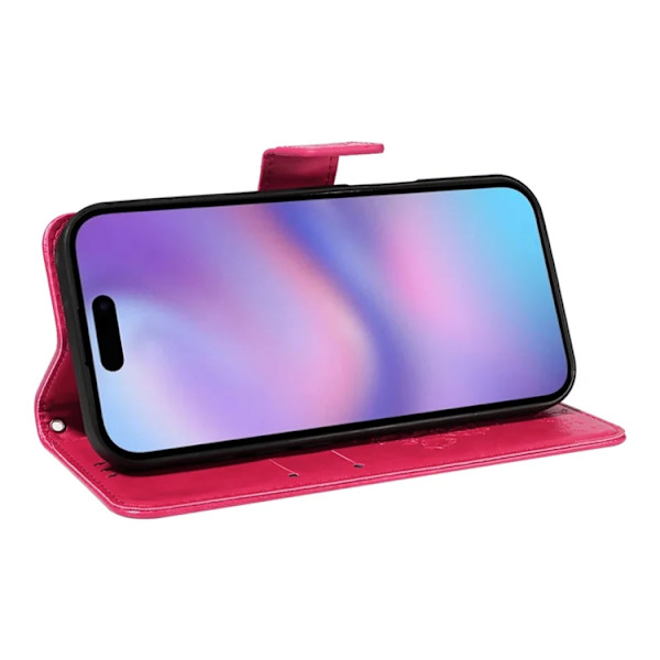 iPhone 17 Konstläder Plånboksfodral Tree Pattern - Rosa Rosa