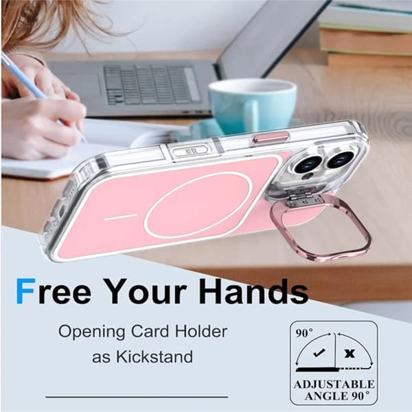 Mobilskal till iPhone 16 Plus MagSafe Lens Kickstand med Handrem - Rosa Rosa