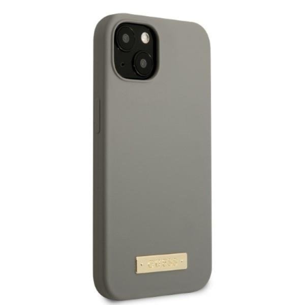 Guess iPhone 13 Mini Skal MagSafe Silicone Logo Plate - Harmaa Grå