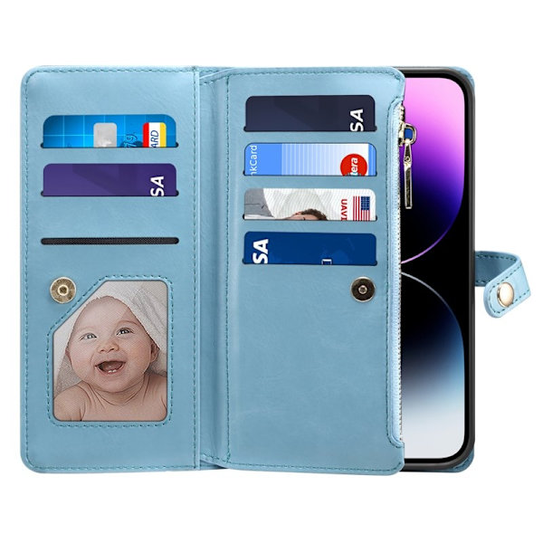 ESEBLE iPhone 16 Plus Plånboksfodral RFID Blocking Konstläder - Blå