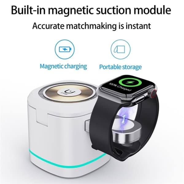 3in1 Magnetisk Trådlös Laddare för Mobil Smartklocka Hörlurar H32 Grå