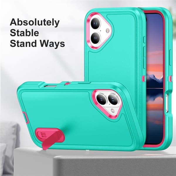 Mobilskal till iPhone 17 Kickstand Silikon - ljusgrön/Rosa Rosa