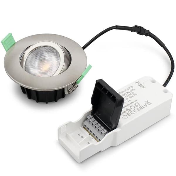 LLITT Ellen Infälld downlight Dim-to-Warm 520lm IP65 Borstad stål