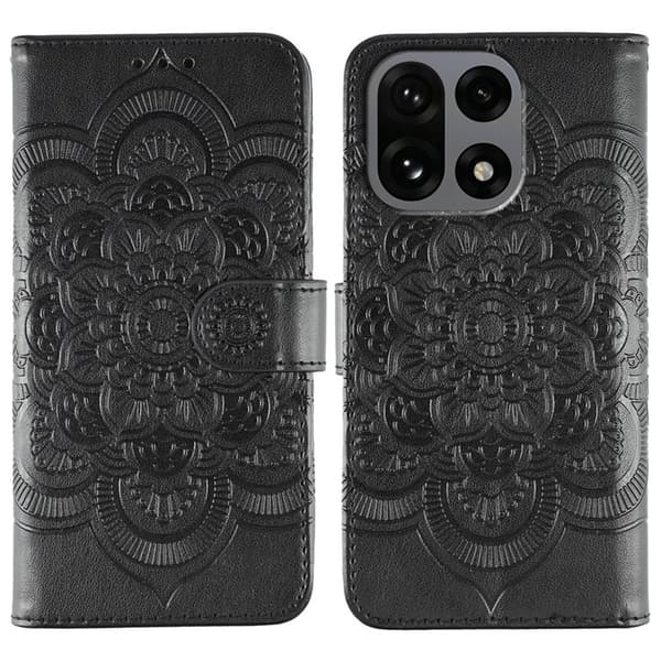 OnePlus 15 Plånboksfodral Mandala Imprinted Konstläder Svart