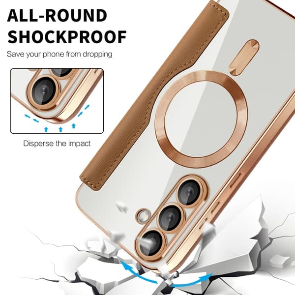 Galaxy S25 Plånboksfodral MagSafe Rhombus Konstläder - Brun Brun