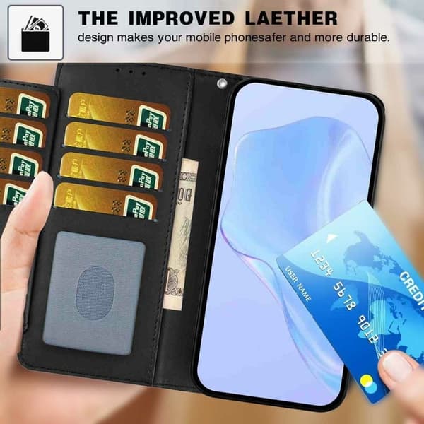 Samsung Galaxy S26 Edge Plånboksfodral Konstläder Ställ - Svart