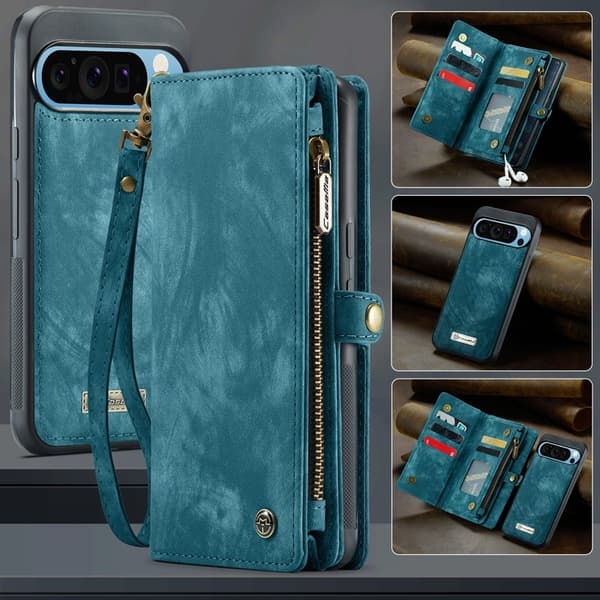CASEME Plånboksfodral Konstläder till Google Pixel 9 Pro XL - Blå