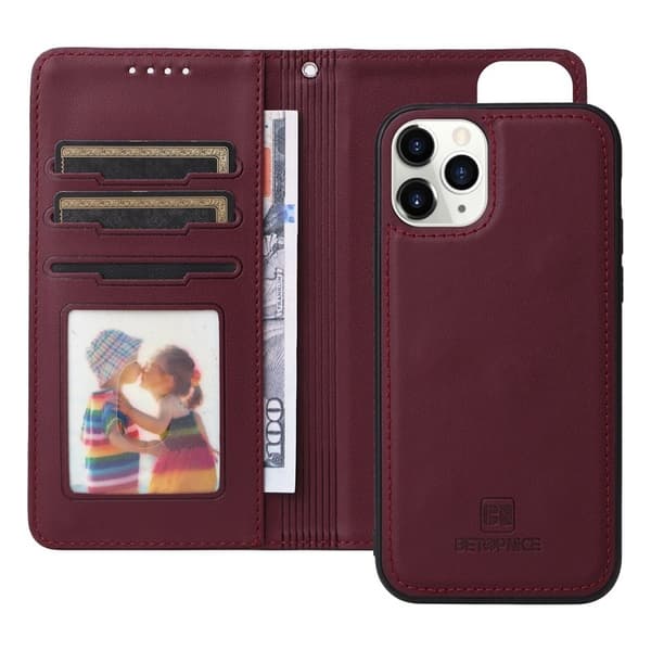 BETOPNICE iPhone 11 Pro Plånboksfodral Detachable Konstläder - Vinröd