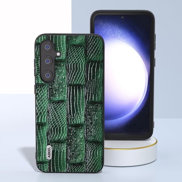 ABEEL Samsung Galaxy S23 FE Plånboksfodral Mahjong Grön Äkta Läder