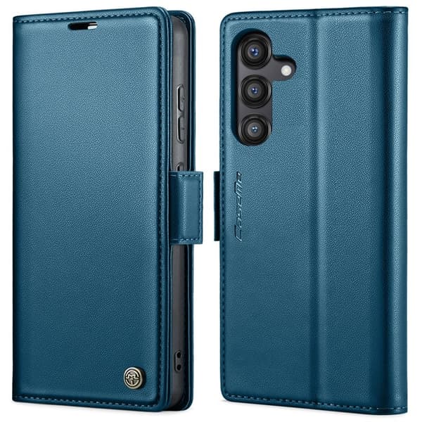 CASEME Plånboksfodral Konstläder för Samsung Galaxy S24 FE - Blå