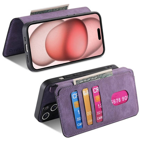 CASENEO iPhone 14 Plus Plånboksfodral Konstläder - Lila