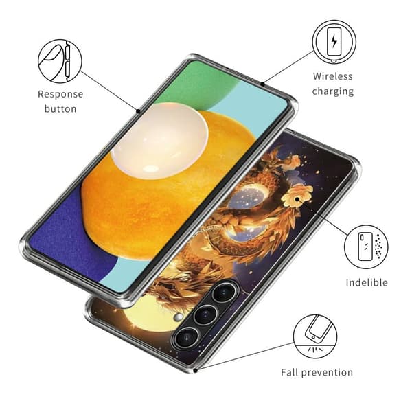 Mobilskal för Samsung Galaxy S26 Shockproof TPU IMD-mönster - Gulddrake