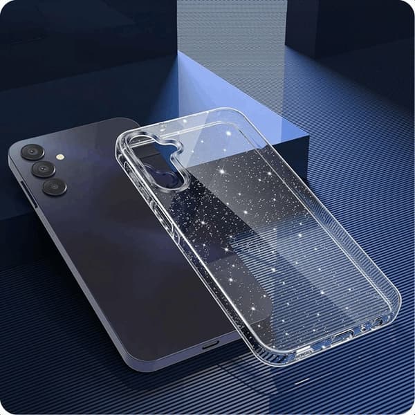 Tech-Protect telefonetui til Galaxy A56 5G Flexair - Glitter Transparent