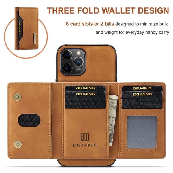 DG.MING Konstläder Plånboksfodral för iPhone 13 mini 5.4 tum - Brun