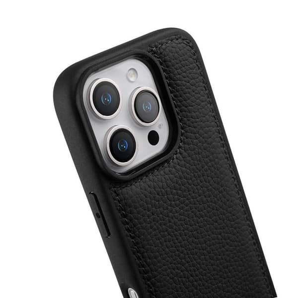 MELKCO Mobilskal till iPhone 16 Pro Max Äkta Läder Belagt PC - Svart