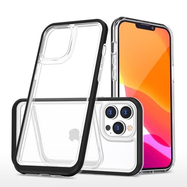 iPhone 12 Pro Max -kuori Clear 3in1 - Musta Black