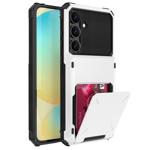 Mobilskal till Galaxy S25 FE Korthållare Dual Layer - Vit Vit