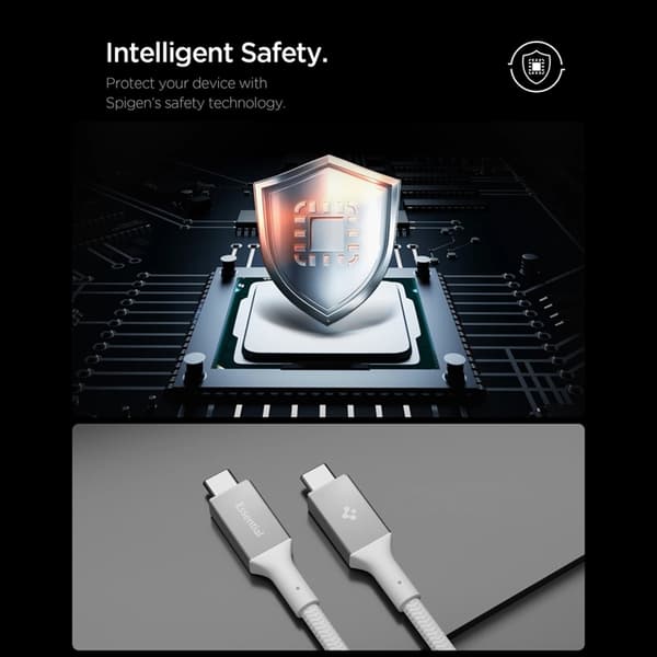 Spigen USB-C till USB-C 100W Kabel 150cm EB10015CC Vit