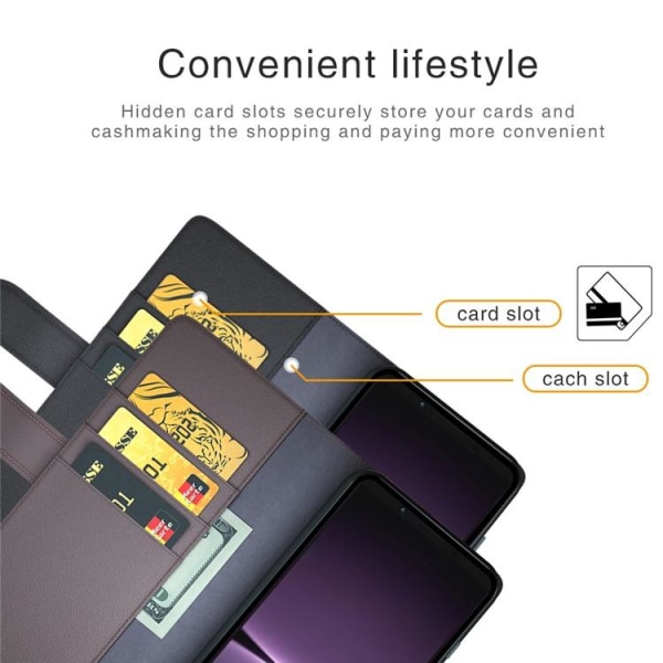 Sony Xperia 1 V Plånboksfodral Äkta Läder Flip - Brun