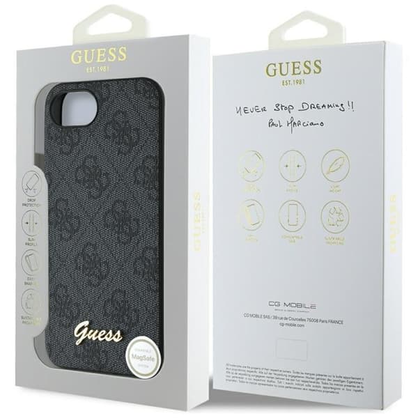 Guess Mobilskal till iPhone 16e MagSafe 4G Script Logo - Svart Svart