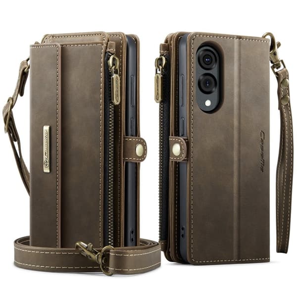 CASEME Samsung Galaxy S25 Edge Plånboksfodral Konstläder Brun