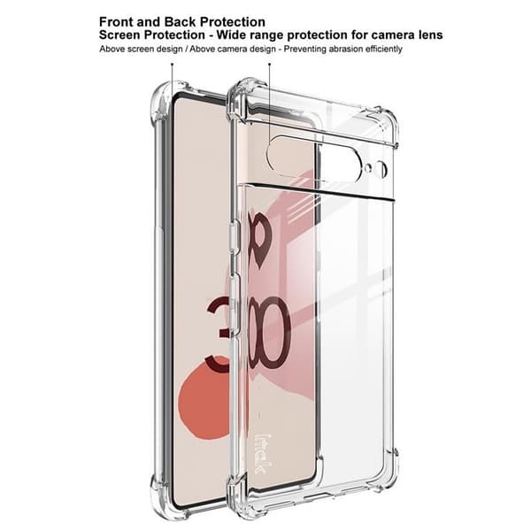 IMAK Google Pixel 7 Pro -kuori, iskunkestävä TPU - läpinäkyvä Transparent