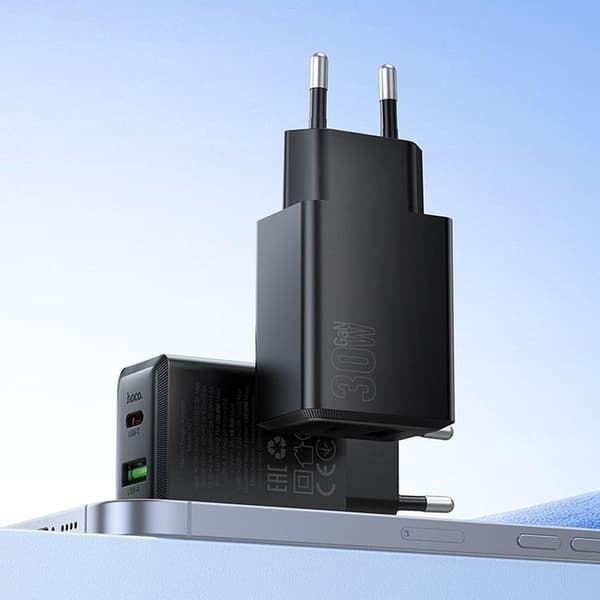 Hoco Snabbladdare PD 30W USB-A USB-C QC3.0 AFC 3A N71 - Svart