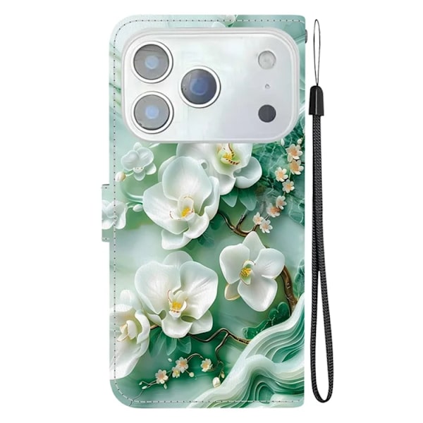 iPhone 17 Pro Max Plånboksfodral Med Lanyard - Jade Flower