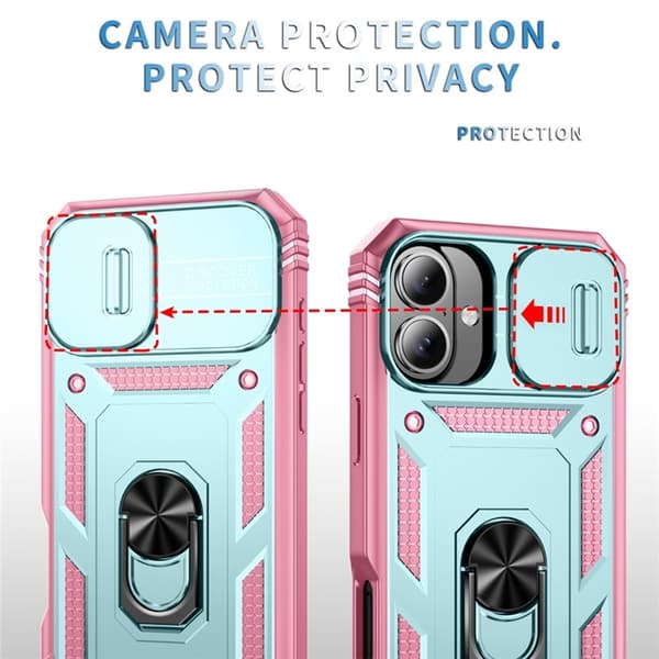 Mobilskal till iPhone 17 Slide Camshield Kickstand - Grön/Rosa Grön
