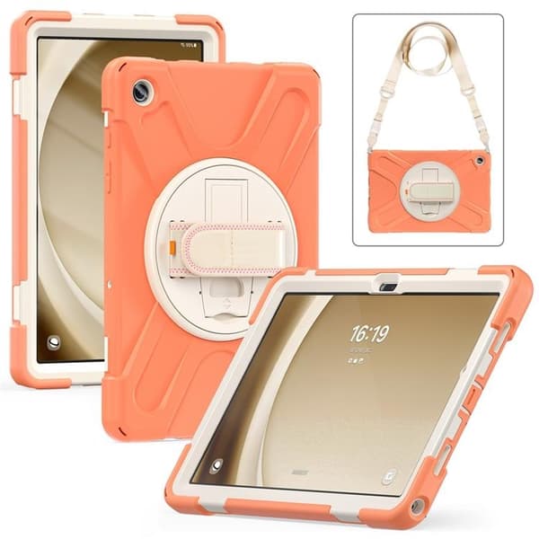 Mobilskal till Galaxy Tab A9 Plus Kickstand Handrem Med Axelrem Orange