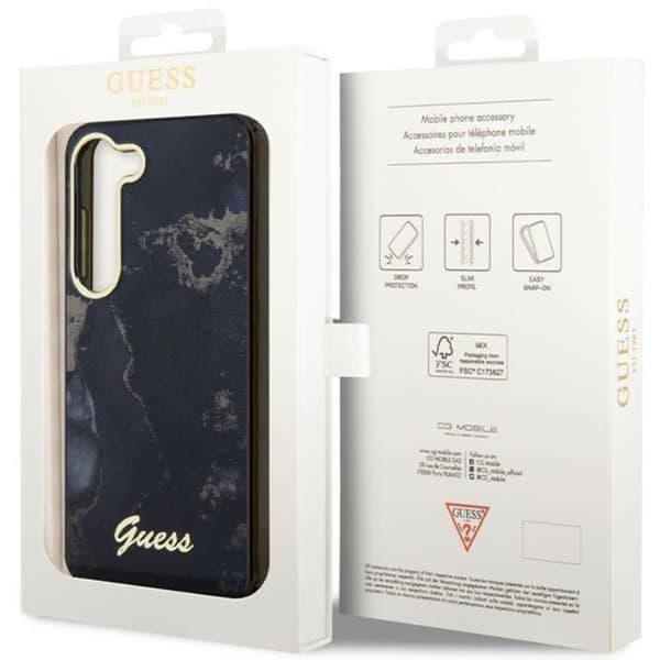 Guess Galaxy S23 Plus Mobilskal Golden Marble Collection - Sort Black