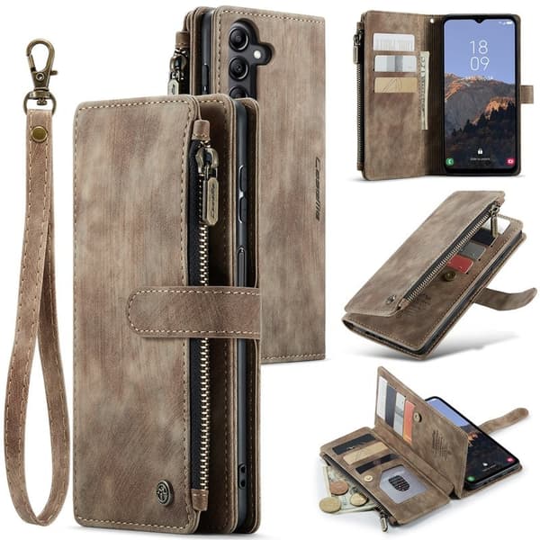 CASEME Konstläder Plånboksfodral för Samsung Galaxy A14 5G/4G - Brun