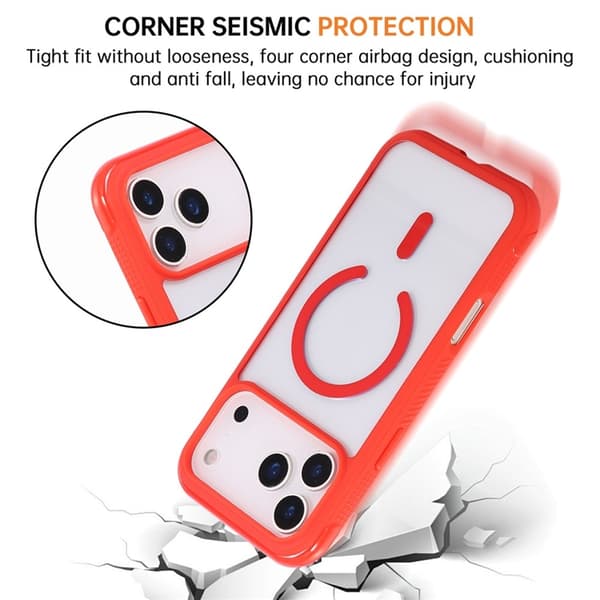 Mobilskal till iPhone 17 Pro Max MagSafe TPU+PC Transparent - Röd Röd