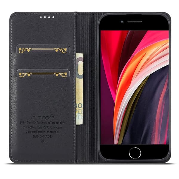 LC.IMEEKE L1 Series iPhone 16e Plånboksfodral Konstläder - Svart