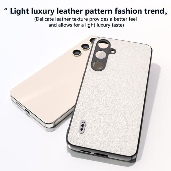 ABEEL Mobilskal till Samsung Galaxy S24 Äkta Läder Texturerat Grå
