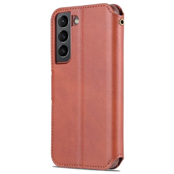 AZNS Samsung Galaxy S22 5G Plånboksfodral Konstläder - Brun