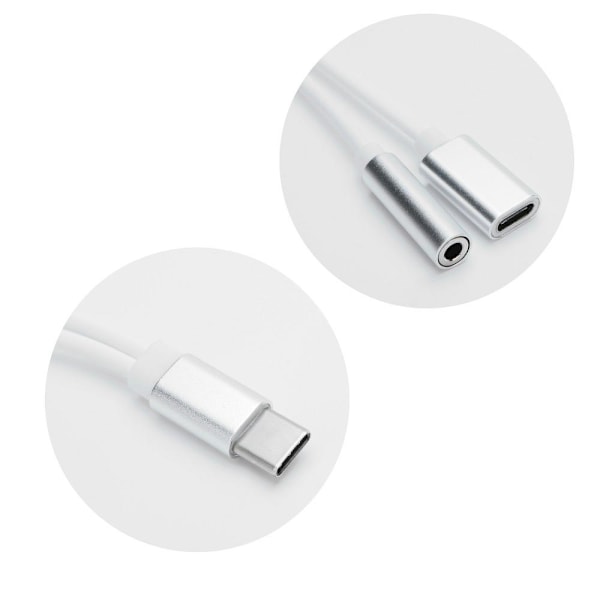 Adapter HF/audio + charging USB-C - Jack 3.5mm Vit Vit
