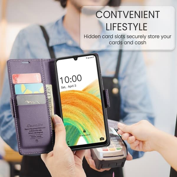 CASEME Plånboksfodral Konstläder för Samsung Galaxy A33 5G - Lila