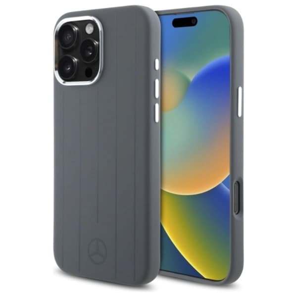 Mercedes Mobilskal till iPhone 16 Pro Max MagSafe Silikon Vertical Stripes - Grå Grå