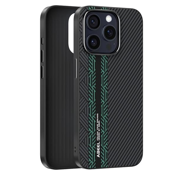 ABEEL Mobilskal till iPhone 15 Pro Max PC TPU Aluminium Läder - Textur 2
