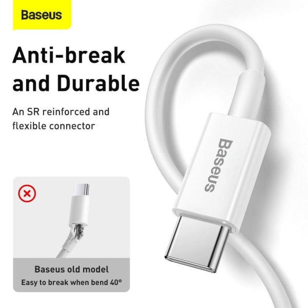 BASEUS kabell USB-C till Apple Lightning 8-pin PD20W 2 m Vit