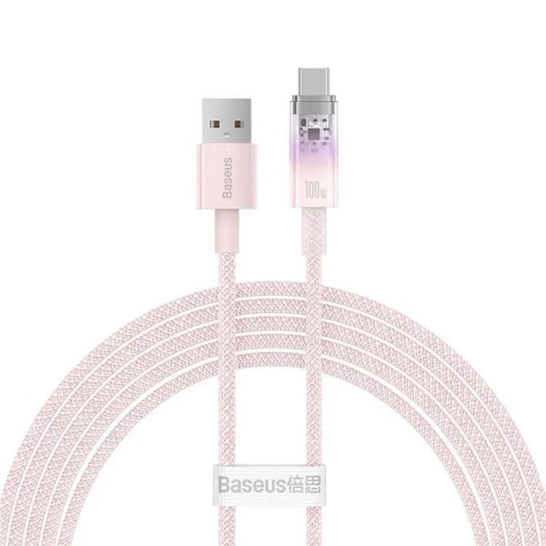Baseus USB-C till USB-A kabel 2m 100W - Rosa