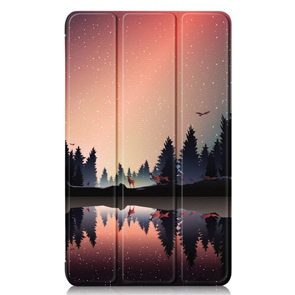 Galaxy Tab A9 Fodral Pattern Printing Tri-fold Konstläder Svart
