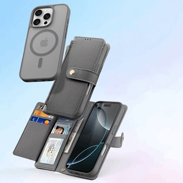 Dux Ducis iPhone 16 Pro Plånboksfodral Lawa Läder - Grå Grå