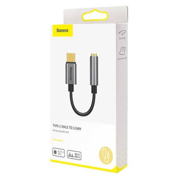 Baseus USB-C Hovedtelefonadapter DAC minijack 3.5mm - Grå Grå