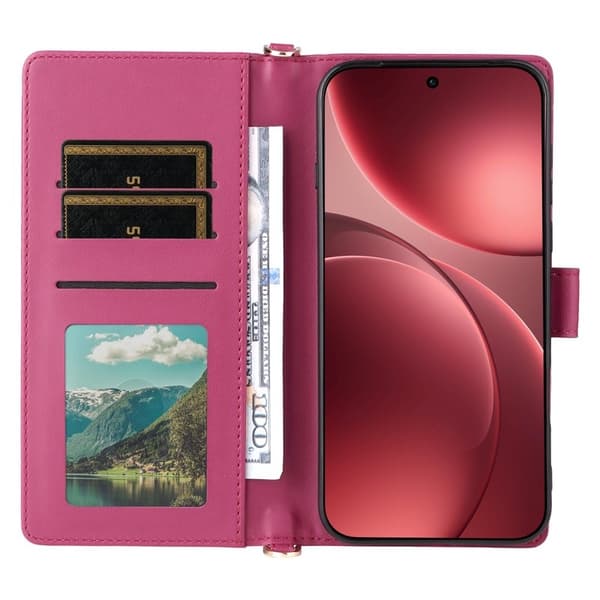 Oppo Find X9 Pro 5G Ställ Plånboksfodral Konstläder - Rosa