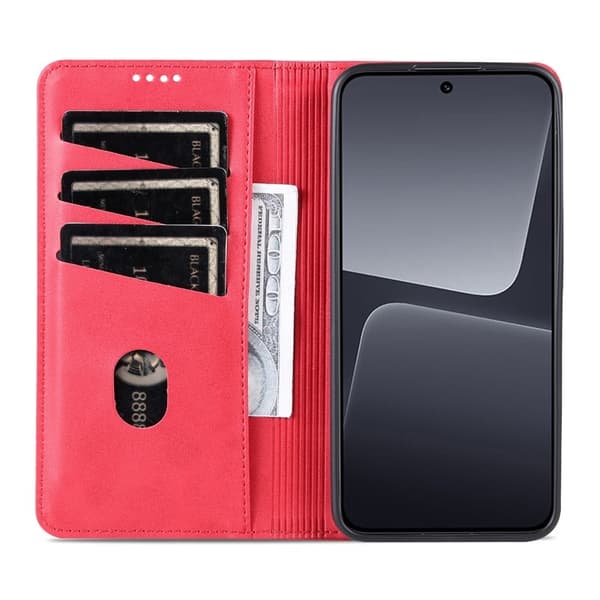 AZNS Xiaomi 13 5G Flip Plånboksfodral Konstläder - Röd