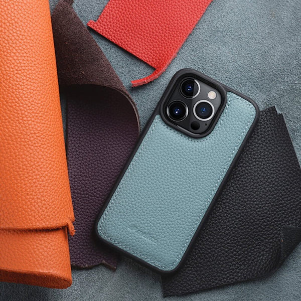 MELKCO Mobilskal till iPhone 14 Pro Max Äkta Läder + Mikrofiber + PC Röd
