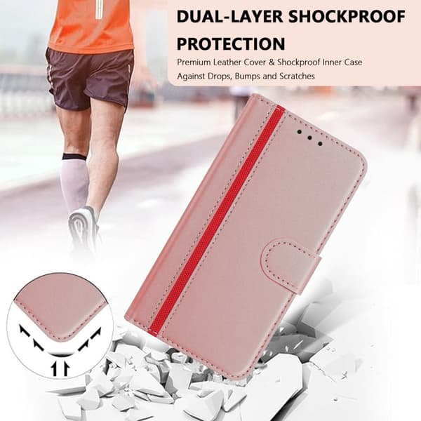 Plånboksfodral för Samsung Galaxy S26 Plus Magnetiskt Konstläder - Roséguld