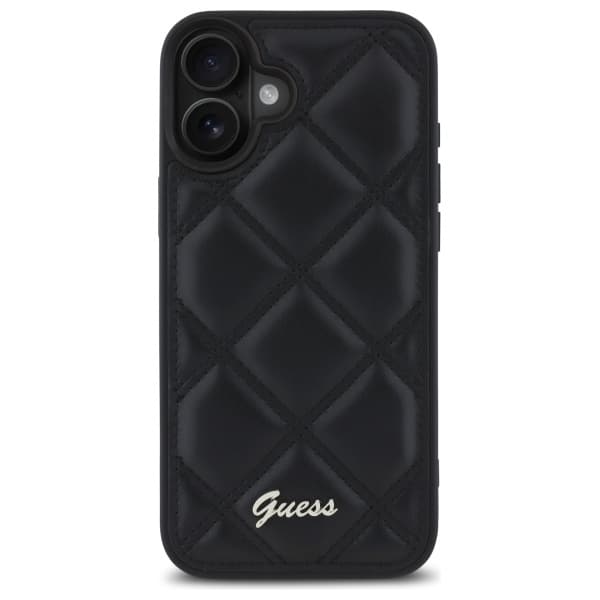 Guess Telefontaske til iPhone 16 6.1 MagSafe Quiled Metal Logo - Sort